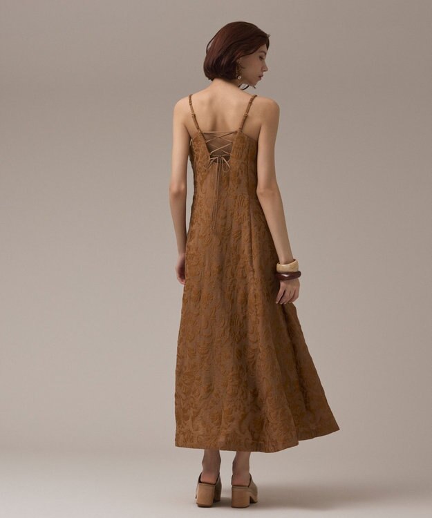 GRACE CONTINENTAL リーフジャガードキャミワンピース キャメル