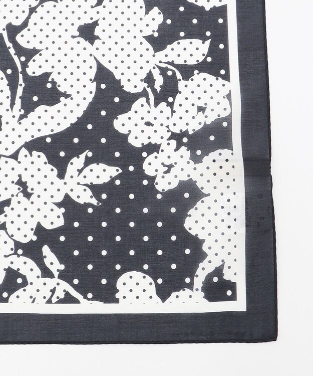 自由区 シルクコットンプリント スカーフ ブラック系