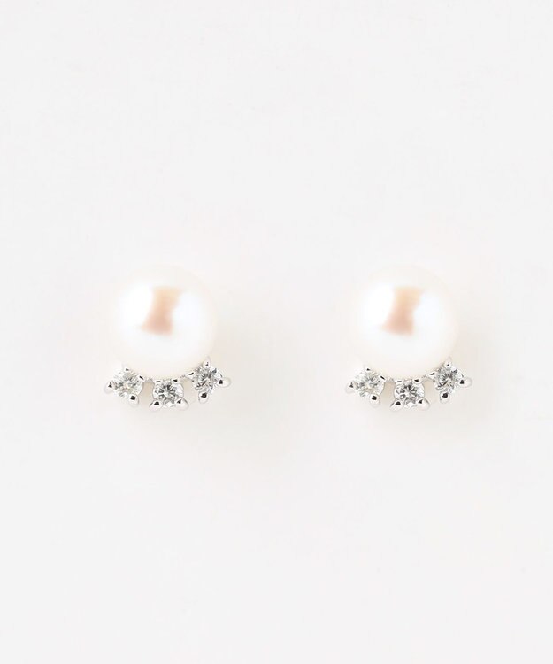 TOCCA 【WEB限定】FRILL DIAMOND PEARL PIERCED K10ホワイトゴールド 淡水パール ダイヤモンドピアス ホワイトゴールド系