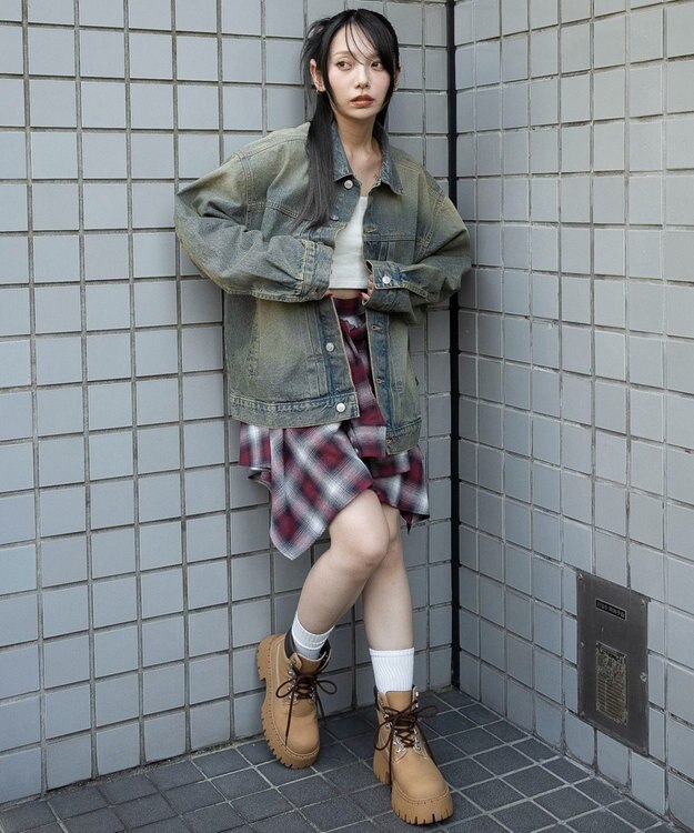 WEGO 【ユニセックス着用ITEM/MLサイズ展開】ヴィンテージライクBIGデニムジャケット デニム淡加工色