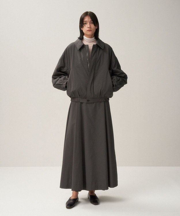 ATON VINTAGE NYLON TWILL | フレアスカート CHRACOAL GRAY