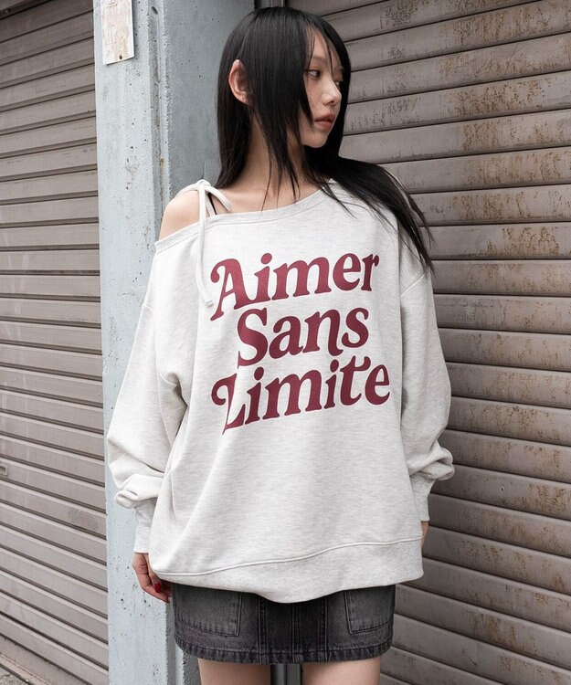 WEGO 【25年秋冬新作】2WAYグラフィックワンショルBIGスウェット 柄6