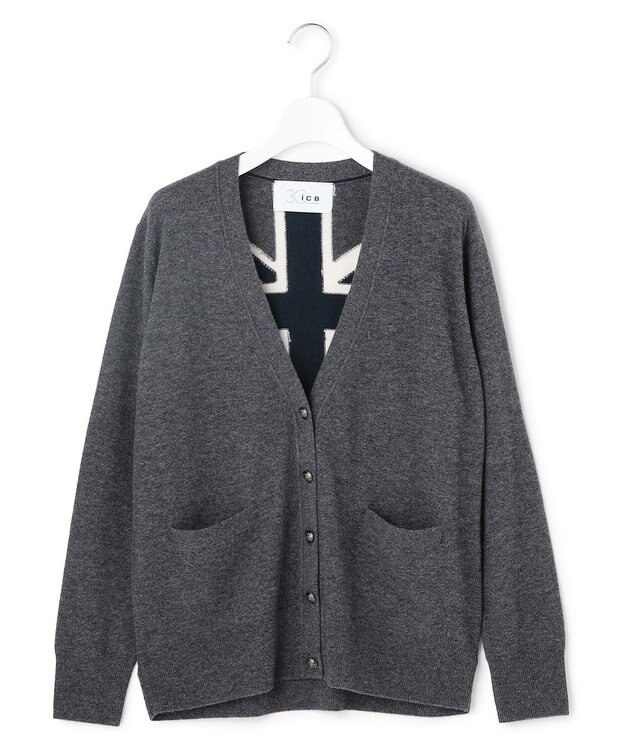 ICB 【30th ANNIVERSARY】 カシミヤブレンド ユニオンジャックカーディガン クラウディスカイ