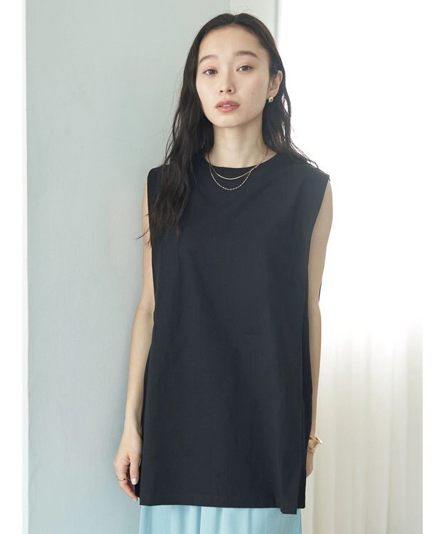 earth music&ecology ボクシーノースリーブチュニック Black