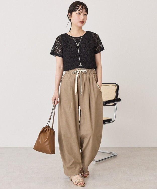 AMERICAN HOLIC ウエストドロストソフトバルーンパンツ Beige