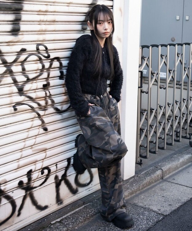 WEGO 【ウエストゴム/SMLサイズ展開】カーブデザインスウェットパンツ 柄1