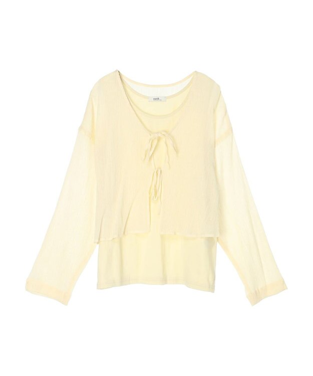 earth music&ecology ＳＥＴ２点クレープリボンブラウス＋インナー Yellow