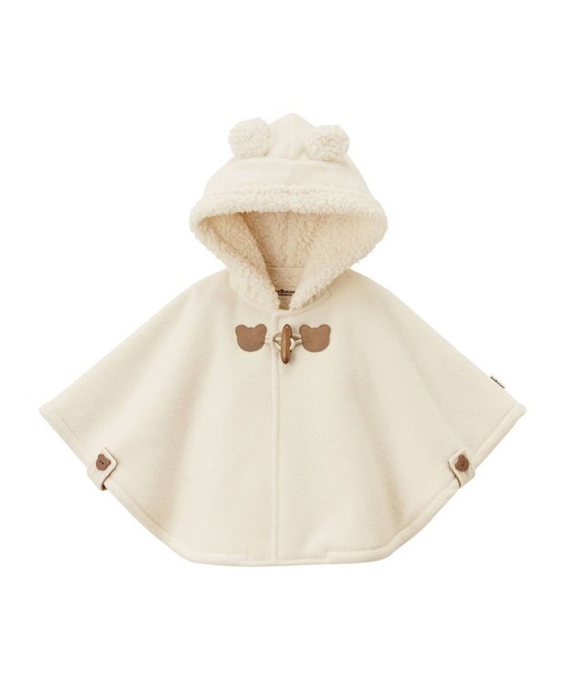 MIKI HOUSE HOT BISCUITS お耳付きボアフリース ダッフルマントギフトセット【BOX付き】 アイボリー