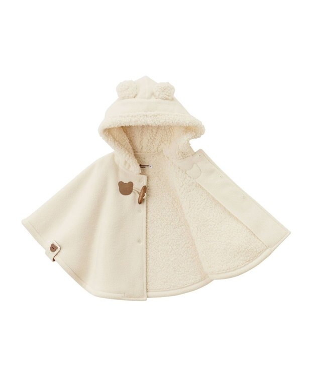 MIKI HOUSE HOT BISCUITS お耳付きボアフリース ダッフルマントギフトセット【BOX付き】 アイボリー