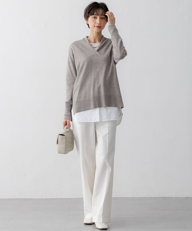 23区 L 【CLASSY.2月号掲載/洗える】TRストレッチギャバ ワイドパンツ ホワイト系