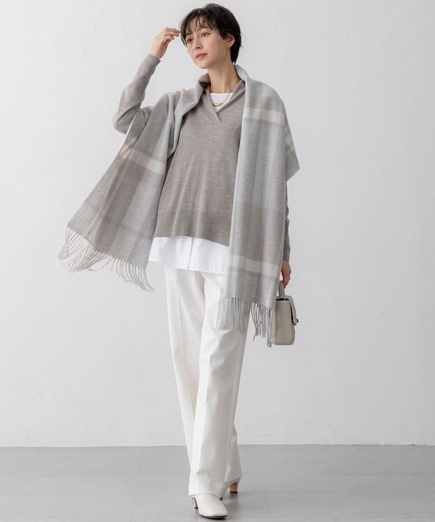 23区 【CLASSY.2月号掲載/洗える】TRストレッチギャバ ワイドパンツ ホワイト系