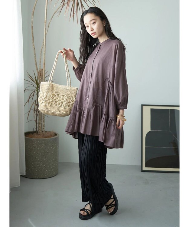 earth music&ecology リラックスセルフカットパンツ Black