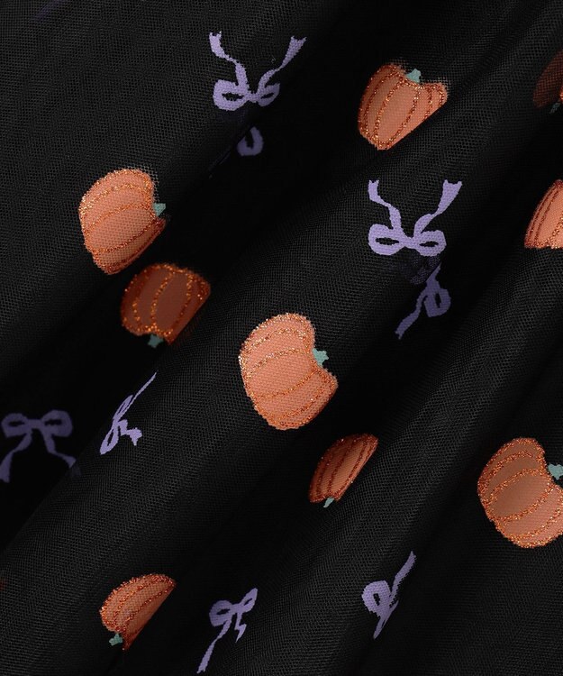 ANY KIDS ラメチュールフレアスカート ブラック×カボチャ