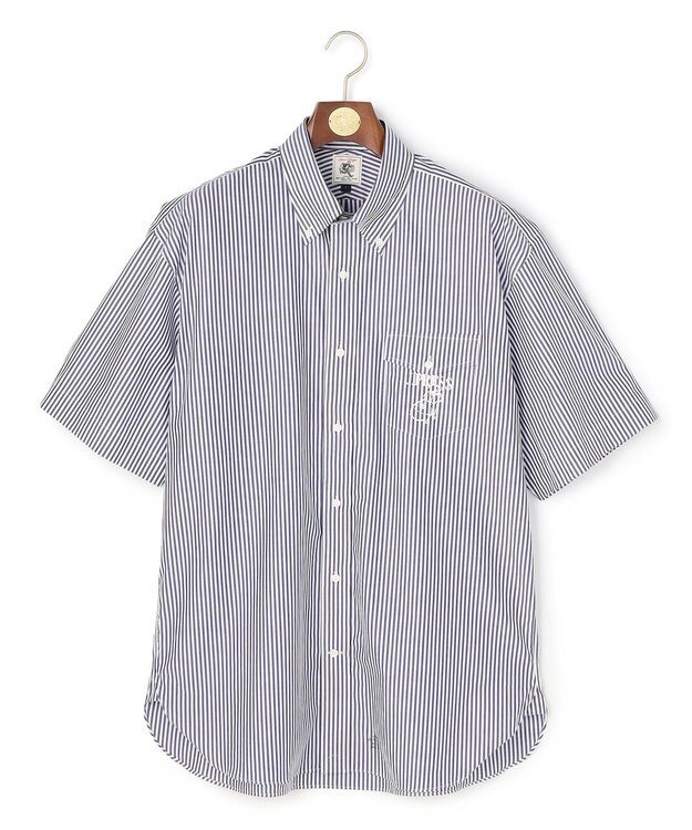 J.PRESS MEN 【AaronChang】【UNISEX】コットンタイプライター ストライプ シャツ / B.D. / Baggy-Fit ネイビー系1