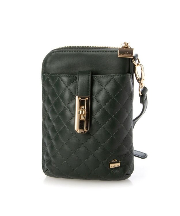 LA BAGAGERIE シープレザー　キルティングスマホショルダー グリーン
