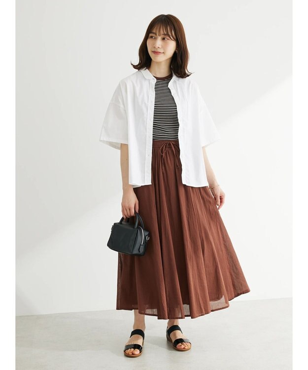 Green Parks インド綿　ふんわりボイルロングスカート Brown