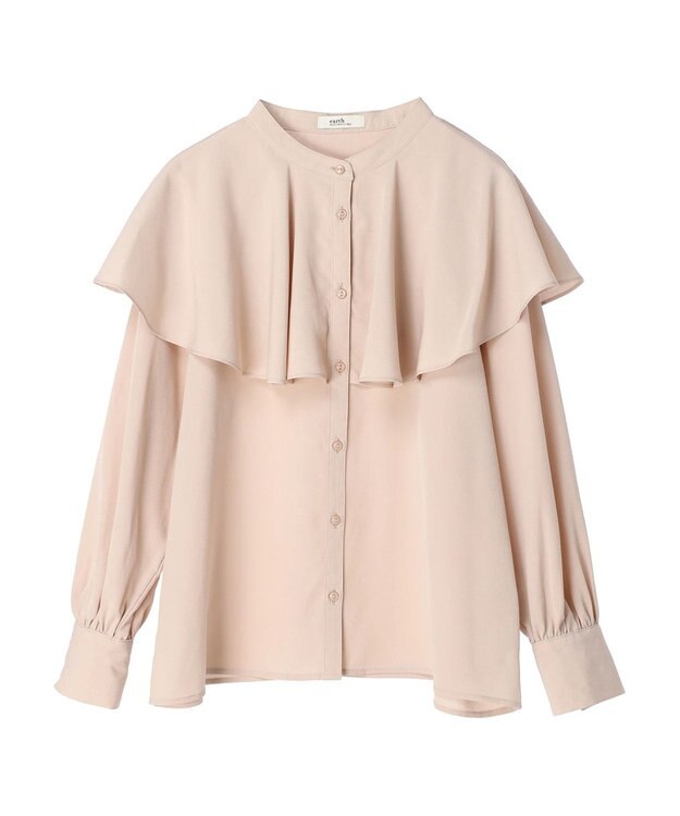 earth music&ecology ケープカラーブラウス Pink Beige