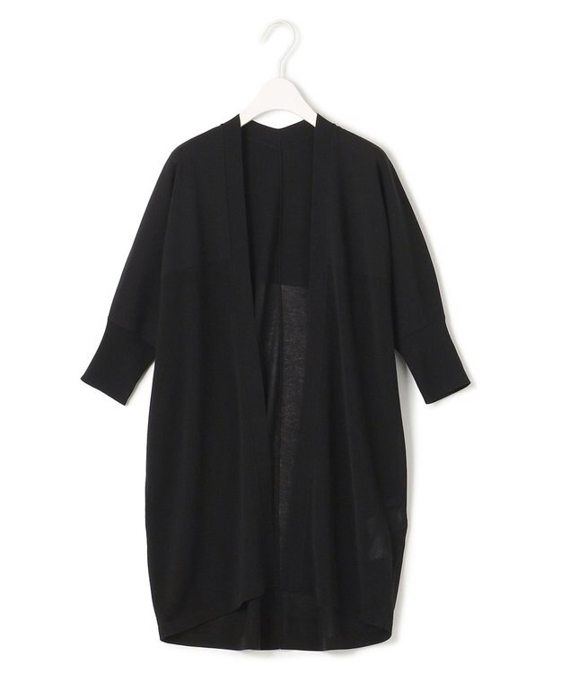 ICB 【洗える】ドライコットンアセテート ドルマンスリーブカーディガン ブラック系