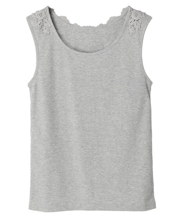 earth music&ecology バックレースタンクトップ Gray Mixture