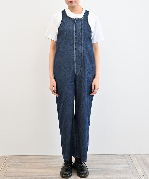 woadblue 【157】SALOPETTE デニムサロペット DARK BLUE