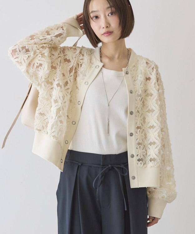 AMERICAN HOLIC アートレースカーディガン Light Yellow