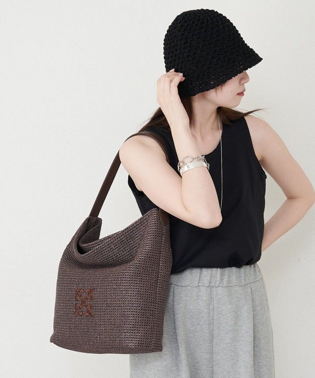 russet ナイロンラフィアワンショルダーバッグ(CE-1714) D.Brown