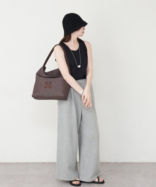 russet ナイロンラフィアワンショルダーバッグ(CE-1714) D.Brown