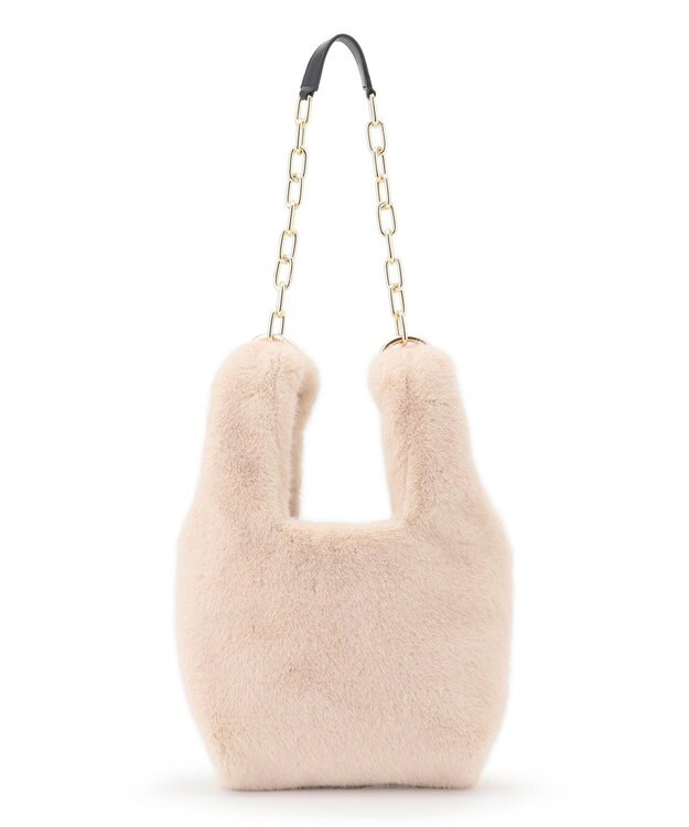 23区 フェイクファー チェーン バッグ アイボリー系