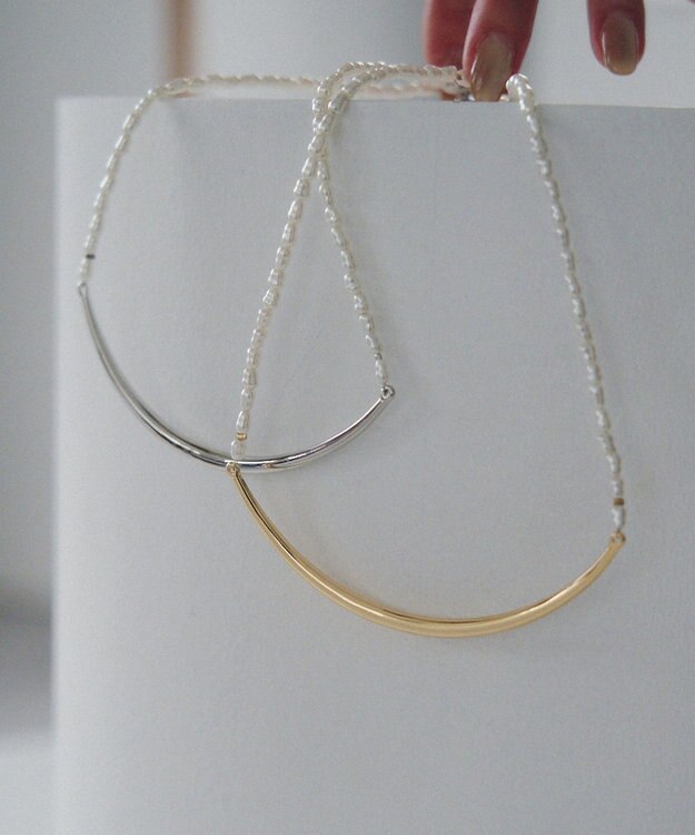 YECCA VECCA メタルバーパールチョーカーネックレス