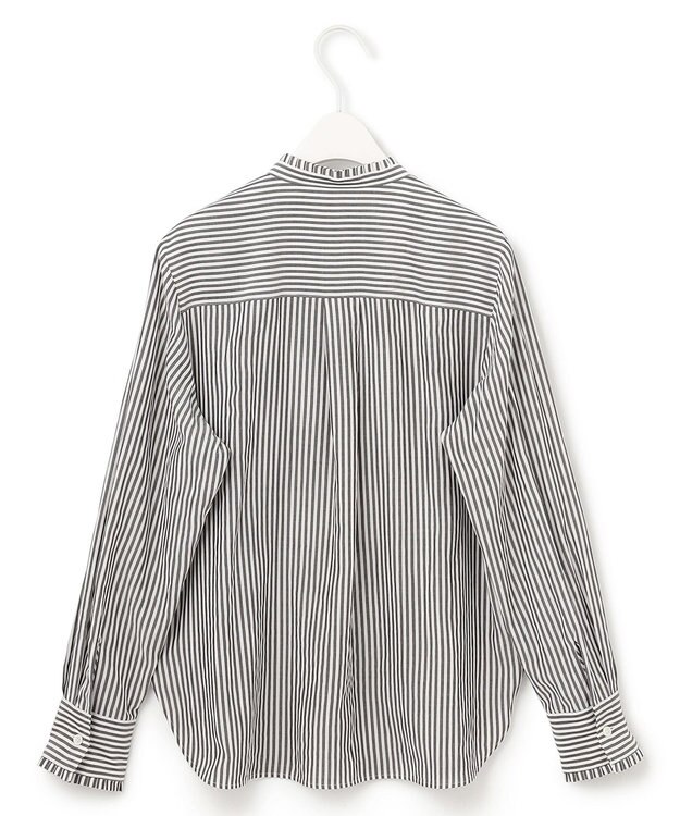 ICB 【洗える】 アルコットストライプ シャツブラウス ブラックストライプ系