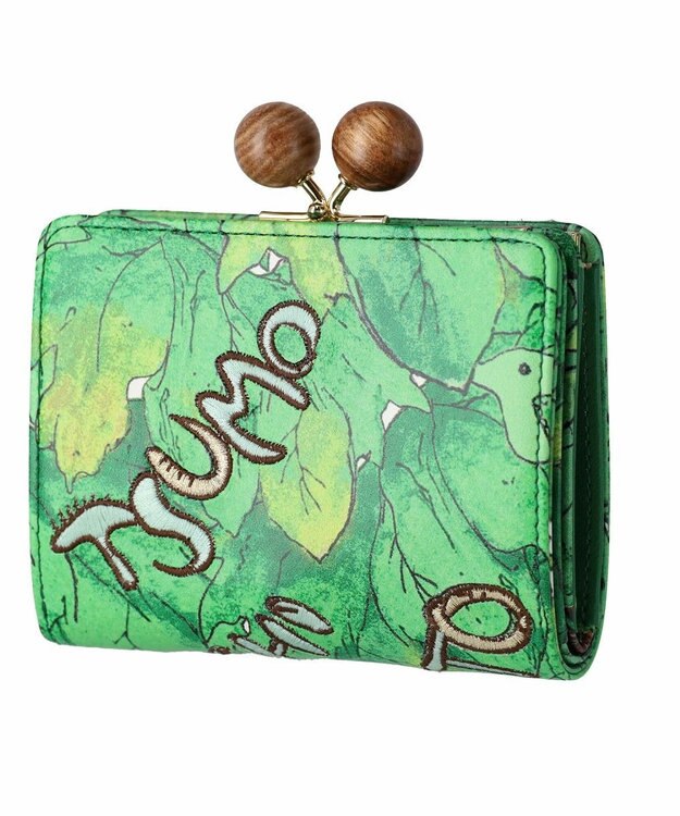 tsumori chisato CARRY 葉っぱ がま口 2つ折り財布 グリーン