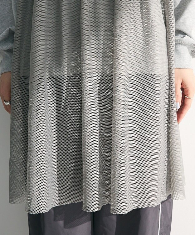 Green Parks メッシュドッキングレイヤーチュニック Gray Mixture