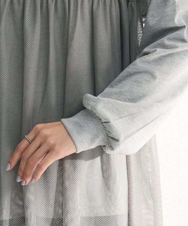 Green Parks メッシュドッキングレイヤーチュニック Gray Mixture