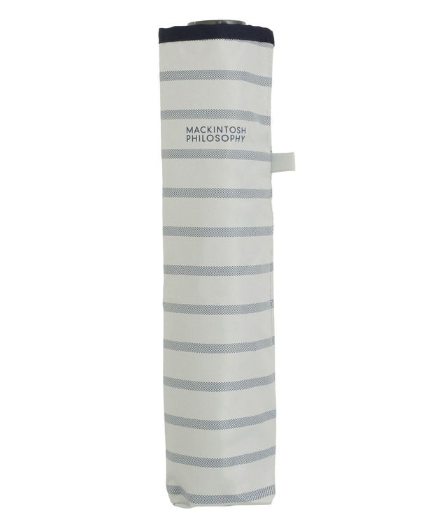 MOONBAT 【大きめ】マッキントッシュ フィロソフィー 晴雨兼用日傘 折りたたみ傘 ボーダー／遮光 遮熱 UV オフホワイト