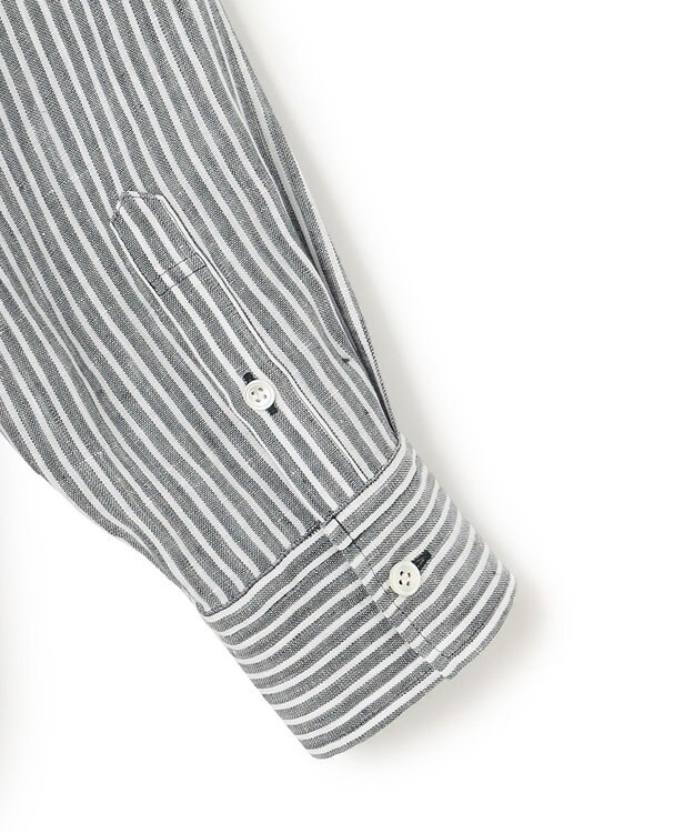 23区 LIBECO ベーシック シャツ ダークグリーンストライプ