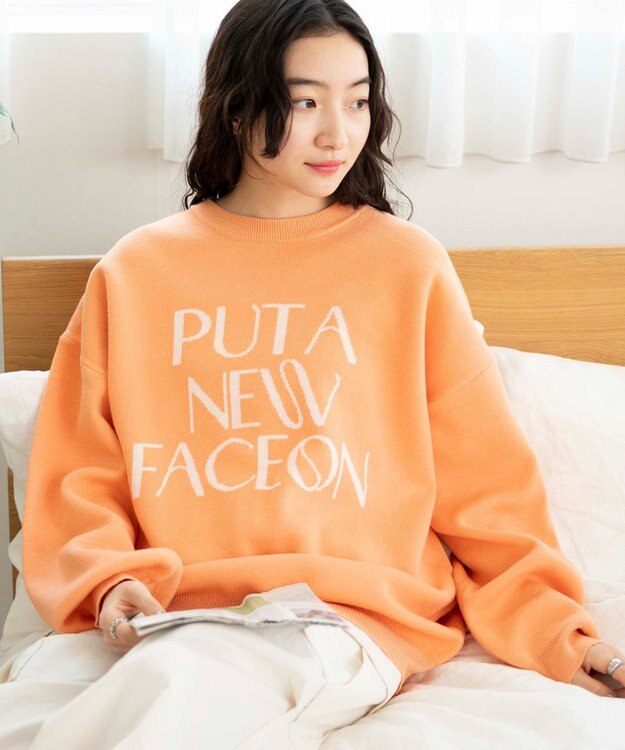 WEGO ジャガードニットプルオーバー オレンジ