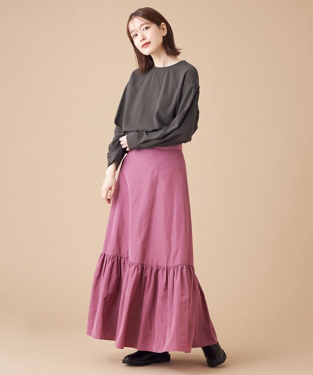 SHARE PARK LADIES 【ウォータープルーフ】　マキシティアードスカート ピンク