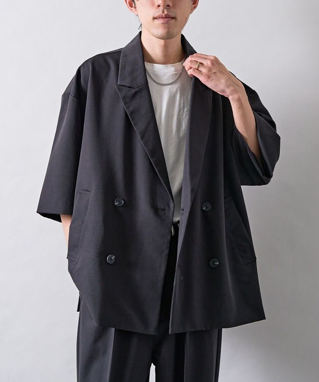 CRAFT STANDARD BOUTIQUE 半袖ダブルテーラードセットアップ Black