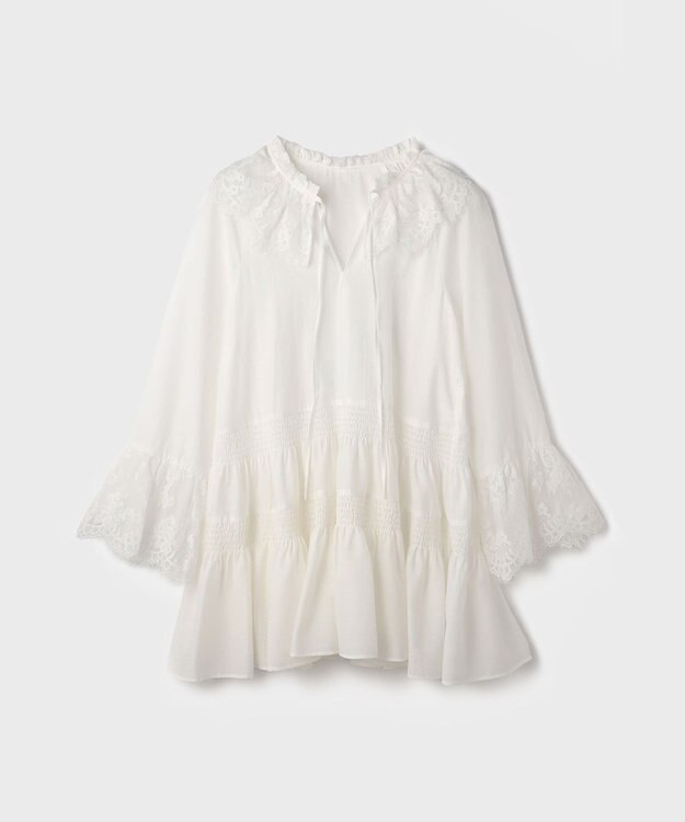 GRACE CONTINENTAL レースカラーチュニックブラウス ホワイト
