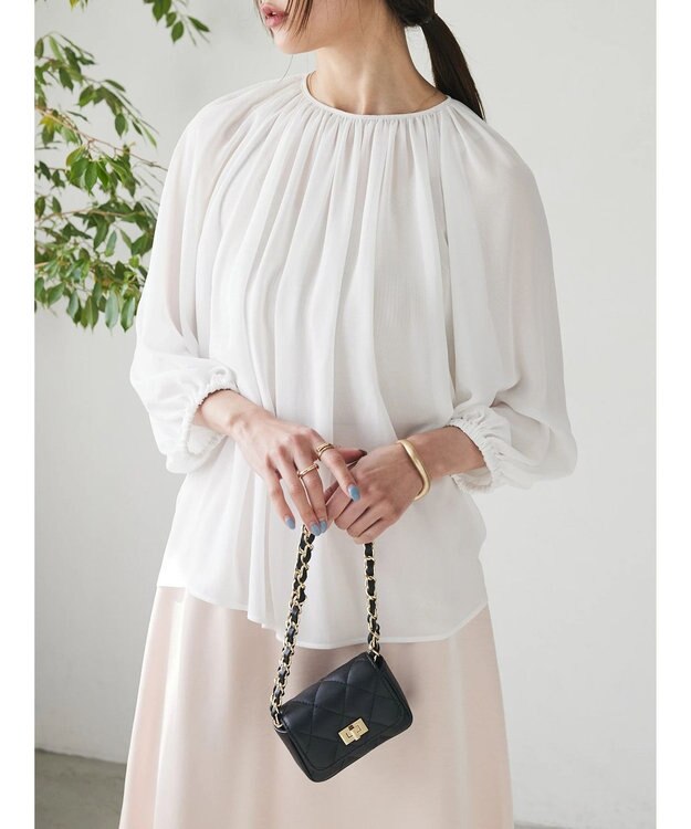 Green Parks AnriettMusee ボリュームシアーブラウス Off White