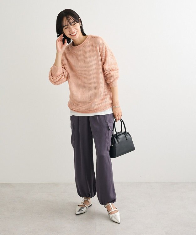 Green Parks ＳＥＴ２点２ｗａｙシャーリングニット＋インナー Pink