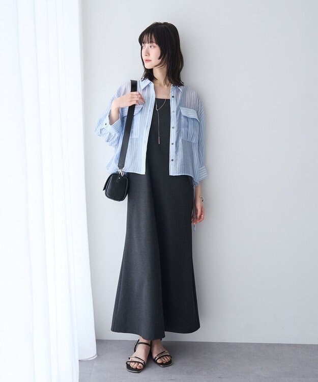 YECCA VECCA 【2点SET】ミリタリーシアーシャツセットキャミワンピース Charcoal Gray