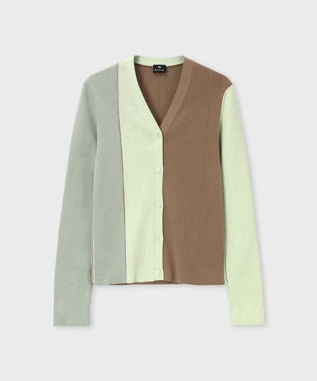 Paul Smith カラーブロックトリム カーディガン ライトグリーン