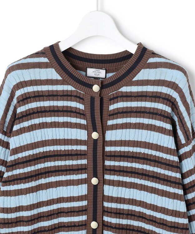 J.PRESS YORK STREET 【UNISEX】コットンボーダー ニットカーディガン ブラウン系1