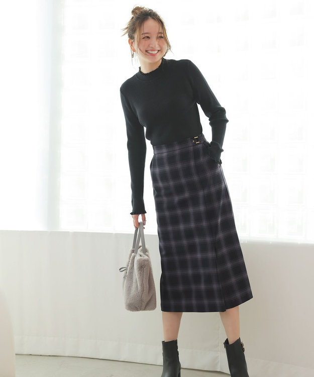 ANY SIS CICA加工 フリルネック プルオーバー ブラック