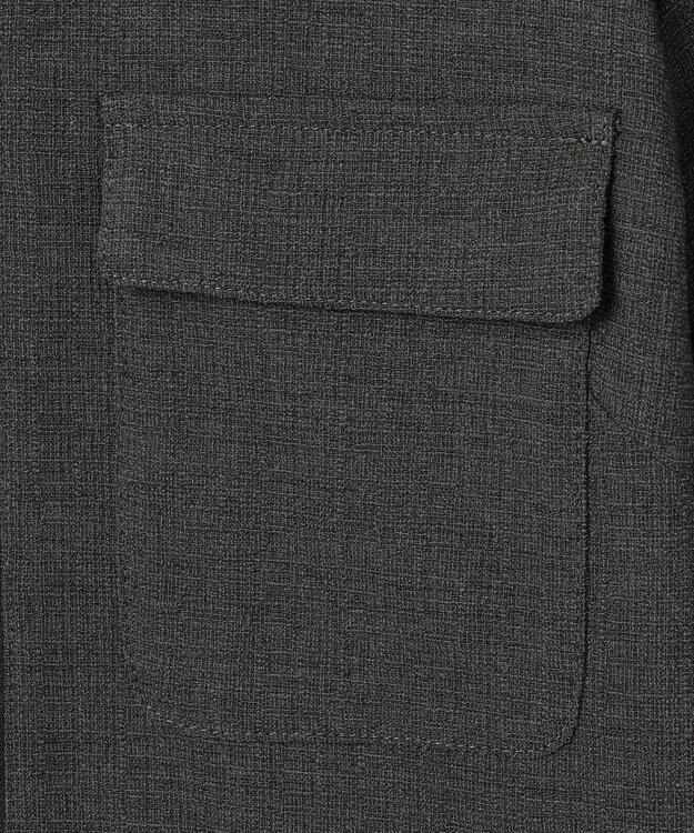 自由区 L 【17号サイズまで展開】ライトブッチャーノーカラー ブルゾン チャコールグレー