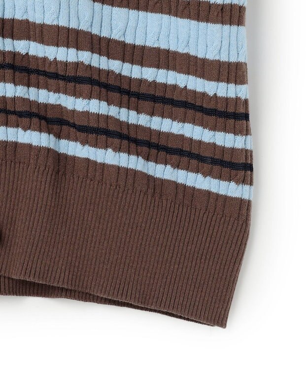 J.PRESS YORK STREET 【UNISEX】コットンボーダー ニットカーディガン ブラウン系1
