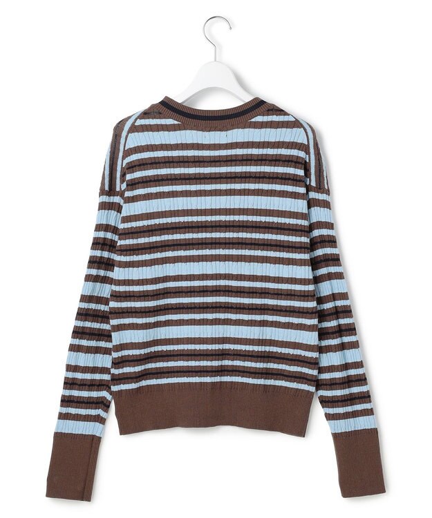 J.PRESS YORK STREET 【UNISEX】コットンボーダー ニットカーディガン ブラウン系1