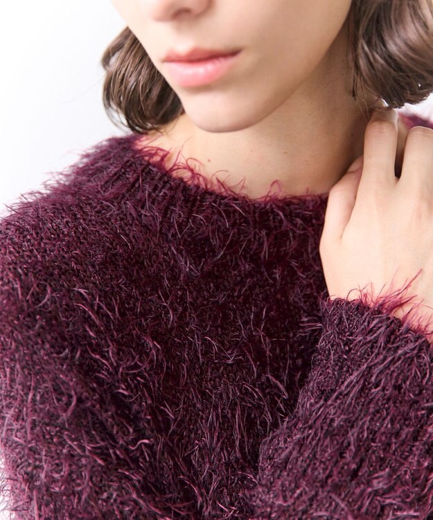 BEIGE， WERNER / ファンシーヤーンヘアリーニットプルオーバー Bordeaux