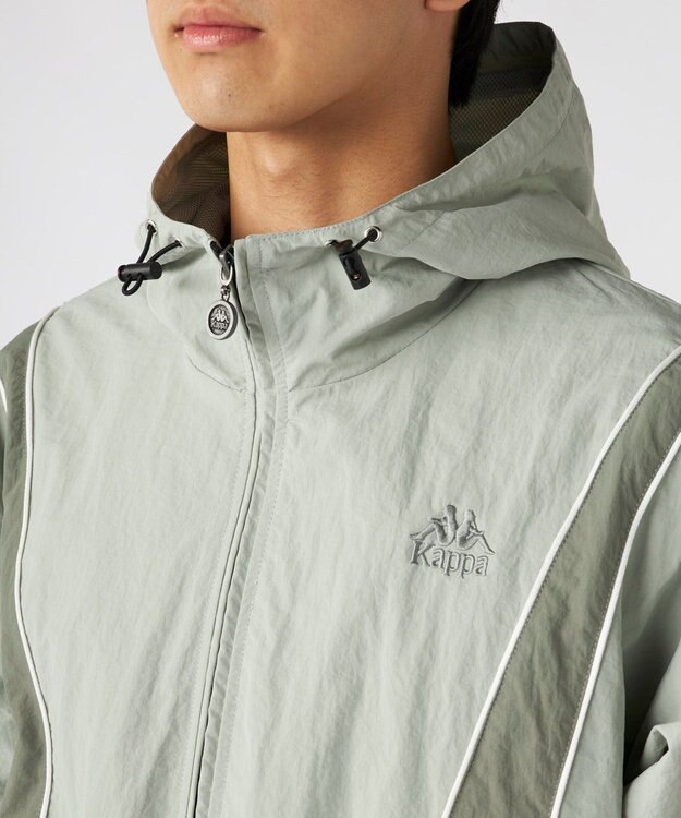 OP／FILA 【Kappa】オーバーシルエット バンダナイロントラックジャケット グレー